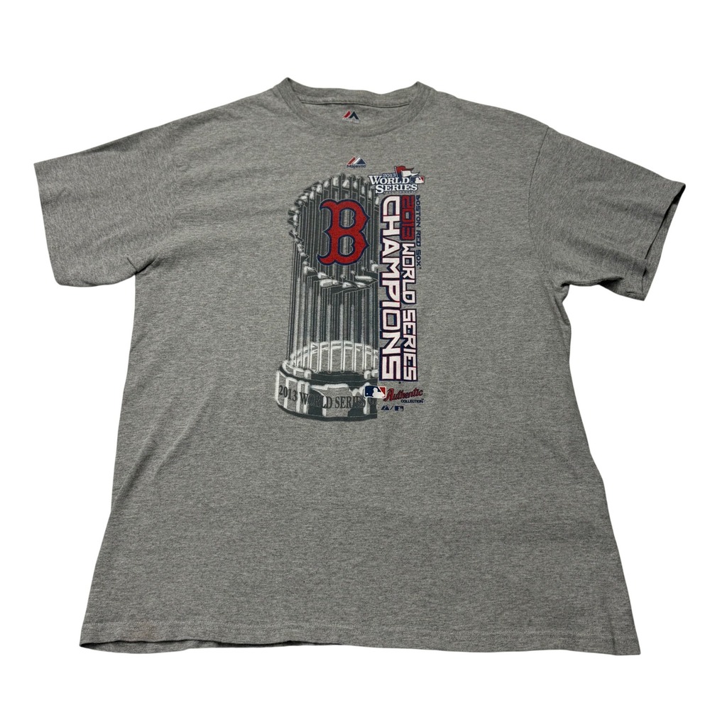 Majestic Mens Boston Red Sox 2013 World Series Champions T-Shirt Large Gray MLB